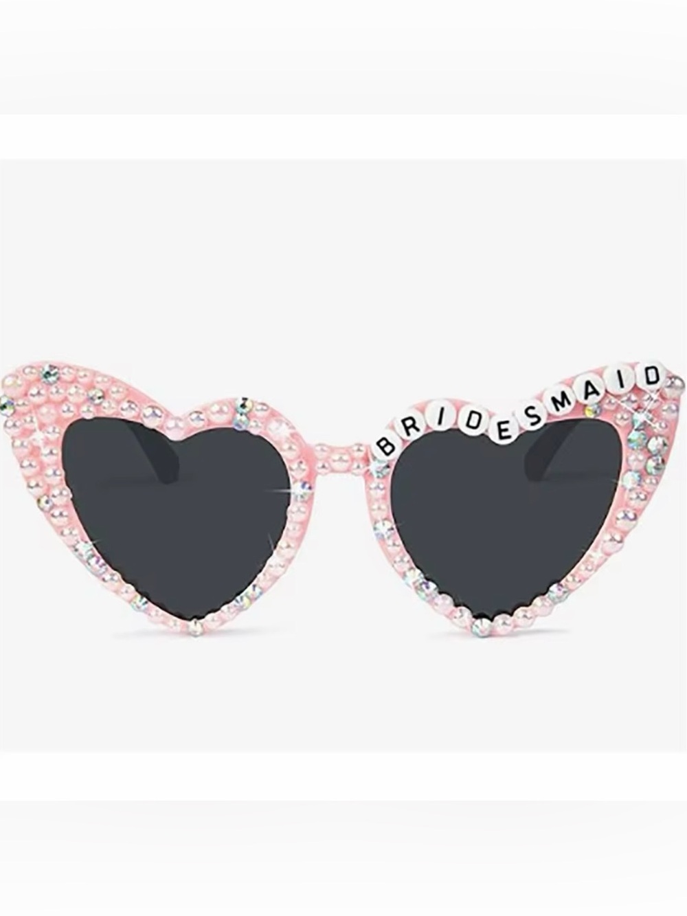 Macy's Pink Rhinestone Heart 'Bridesmaid' Sunglasses with Black Lenses